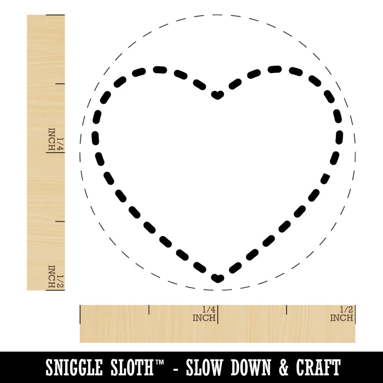 Heart Dashed Love Outline Rubber Stamp for Stamping Crafting Planners